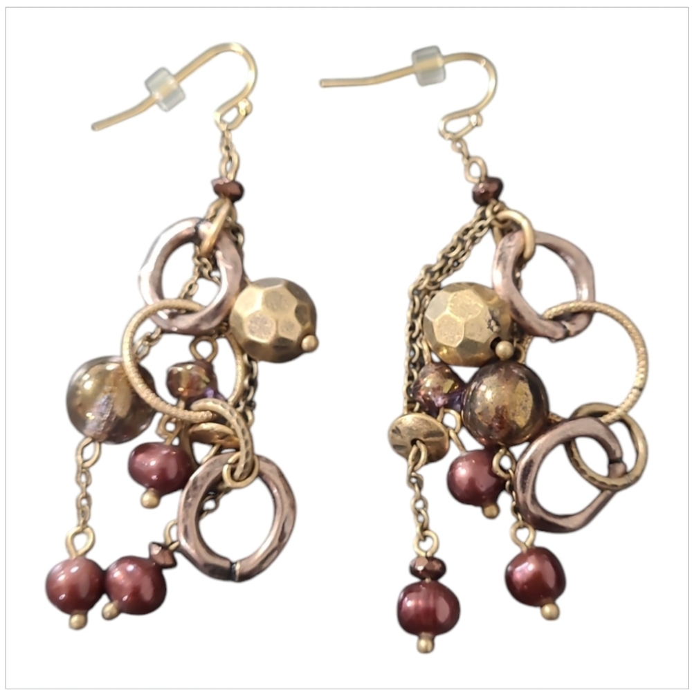 Chico's Gold and Brown Dangle Earrings